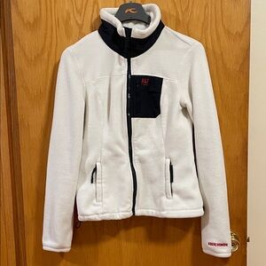 Abercrombie & Fitch Women's White Fleece Full-Zip Jacket Size Medium